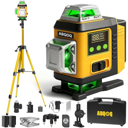 Laser Level - Laser Level 360 Self Leveling with Tripod, 4 x 360 Lazer Leveler Tool Green Line Laser for Ground Leveling, 16 Line Laser Level for Picture Hanging, Measuring, Construction