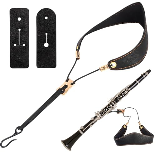 Genérico Correa Portacuello para Clarinete - Arnés Con Almohadilla Y Soporte Ajustable,Correa Ajustable Para Cuello De Saxofón - Para Flauta Y Bajo Comodidad Estabilidad Principiantes Y Niñas