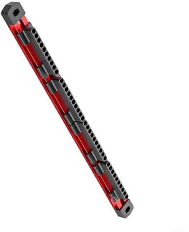 Organizador de puntas de destornillador con 40 ranuras para brocas de 6,35 mm, soporte magnético de aleación de aluminio para acceso rápido y almacenamiento seguro, negro y rojo