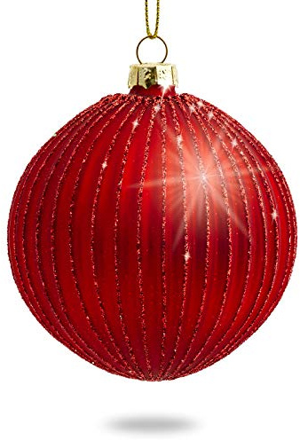 SIKORA Highlights 4er Set ausgefallene Christbaumkugeln aus Glas Rot besondere Weihnachtskugel Christbaumschmuck, Farbe | Modell:Modell Helsinki rot, Höhe in cm:8 cm