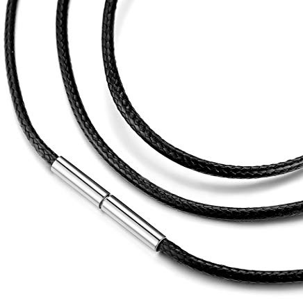 Suplight Cordon Collier pour Pendentif Homme Chaîne en Cuir Tressé Simili 40CM