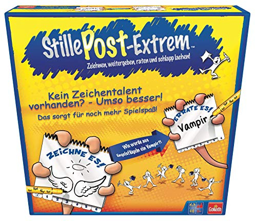 Goliath, STILLE POST EXTREM, Gesellschaftsspiel für Erwachsene und Kinder ab 8 Jahren, Lustiges und Schnelles Zeichenspiel, Für Familie oder Freunde, Brettspiele, 4 bis 6 Spieler, 20 Min