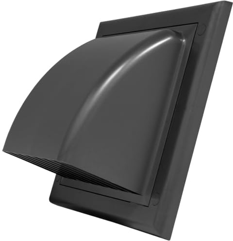 Grey Gravity Flap for Ø 150 mm / 6 Round Wall Outlet - Ventilation Duct Cover with Non-Return Shutters and Rear Spigot - Cowled Ducting Air Vent Grille