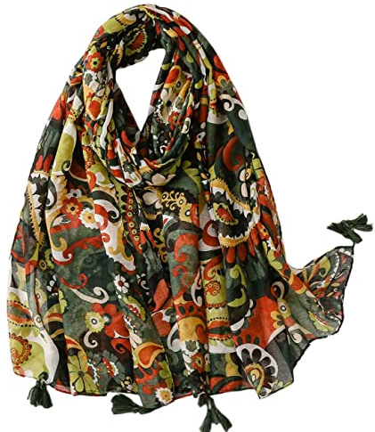 FAIRYGATE Women's Scarves & Wraps Paisley Print Pattern Shawl Stole Large Fashion Long Soft Infinity Ladies Scarf Green 99008
