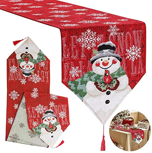 Bordslöpare jul bordsduk jul rektangulär julduk röd julmönster broderi bordsduk julbordsdekoration 183 x 33 cm