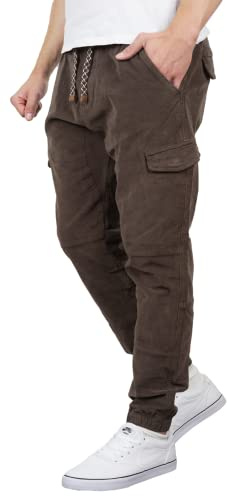 Indicode Herr manchesterbyxor cargobyxor Sydney bomull manchesterbyxor chinos joggare, BRUN, XL