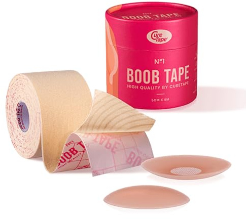 CURETAPE Beige BH, ogenomskinlig, en storlek dam, Beige färg, One size