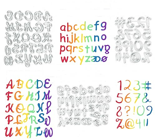OKUYAN 72PCS Numbers Alphabet Cutting Dies Metal 26 Letter Alphabet Dies 0-9 Number Embossing Die Capital Lower Case A-Z Alphabets Cutting Dies for DIY Craft Cardmaking Journaling Stencil Tool(3 Sets)