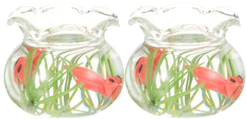 BUGUUYO 2st Mini Goldfischglas Miniatur-goldfischglas Kleines Fischglas Winzige Fischschale 1 12-glas-goldfischglas Mini-hausaccessoire Zubehör Im Maßstab 1:12 Puppenhaus Kunsthandwerk