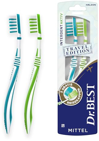 Dr.Best Interdent Aktiv Travel Edition, Mittel (2 Stück), für eine gründliche Reinigung bis in die Zahnzwischenräume