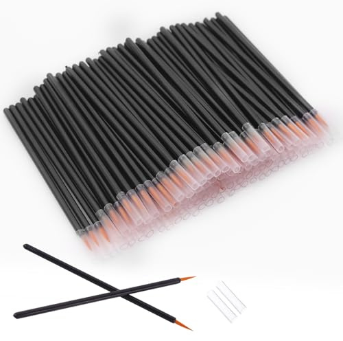 JOCEMY 100 Pack Disposable Eyeliner Brush, Ultra-fine Point Eye Liner Applicator Cosmetic Eye Wands Makeup Brushes Tools (Color: Black)