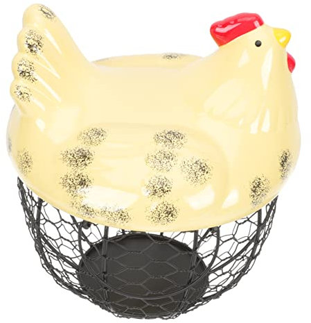 MUCKLILY Panier De Rangement Forme De Poule Pour Œufs Panier Filaire Pratique Pour Cuisine Décoration Intérieure Et Organisation Des Collations