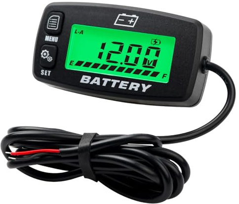 YOOREAL Indicatore di capacità della batteria Misuratore di di e tensione | avviso alta bassa tensione, adatto per la batteria al piombo LiFePO4 Gel AGM, funziona sul carrello da golf ecc.(DC12V-48V)