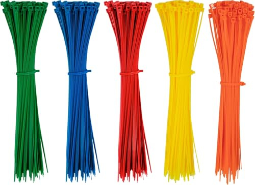 Kabelbinder Bunte, 600 Stück Kabelbinder Bunte, 200mm x 2.8mm Kabelbinder Set Wiederverwendbare Kabelbinder Zugfestigkeit Von Bis Zu 22kg für Industrie Gartenbau Kabelindustrie
