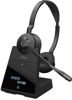 Jabra Engage 75 SE Stereo Wireless Headset Professional Calls, DECT security, 150m range, USB-C to USB-A with Advanced noise-cancelling microphone, all-day comfort includes base, EU Plug - Black