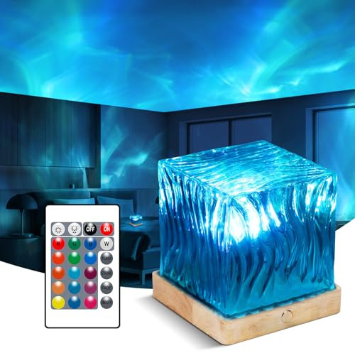 Palmcee Galaxy Projector Night Light for Bedroom, 16 Color Northern Lights Projector, Night Light with Remote Control, Cube Ocean Wave LED Colour Changing Lamp for Bedroom/Party/Game Rooms
