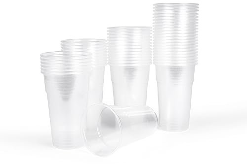 Inoverse 50 Stück Plastikbecher Trinkbecher, 0,3 L Transparent Ausschankbecher, Partybecher Kunststoff, Plastik Becher, Partygeschirr, Bierbecher, Wasserbecher