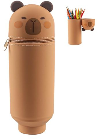 TIVUNORON Capybara Silikon Federmäppchen, Cartoon Silikon Mäppchen, Wasserdichtes Stand Up Federmäppchen für Jungen und Mädchen