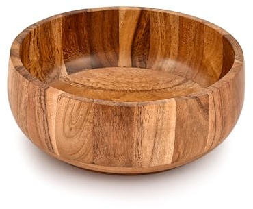 EDHAS Cuenco decorativo de madera de acacia, decoración rústica moderna para el hogar, centro de mesa de comedor, sala de estar, decoración de cocina (8 x 8 x 3 pulgadas)