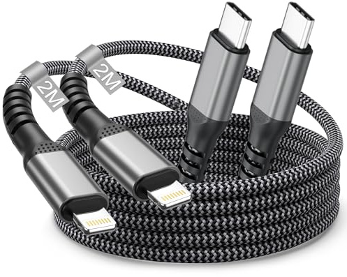 Cavo iPhone USB C Lightning 2M 2Pezzi, Cavo Lightning USB C Apple Certificato MFi Cavetto i-Phone Cavo Ricarica Filo Caricatore i-Phone Carica Rapida per Apple iPhone 14 Pro 13 Mini 12 11 XS XR 8 SE