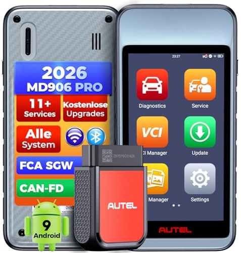 Autel MaxiDiag MD906PRO Strumento Diagnosi Auto: 2026 Bluetooth Ver. di MaxiCOM MK808S MX808S, Successore di MD808PRO MD806 OBD2 Diagnosi Auto Tutte, CAN FD FCA, 11 Servizi, Nessun Costo Abbonamento