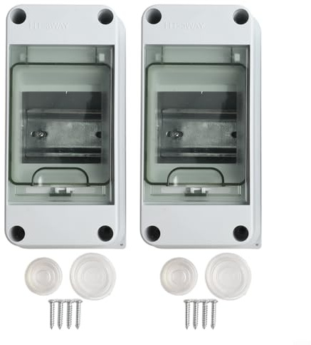 Kraftfördelningsbox, 2 st IP65-klassad kopplingsdosa för DIN-skena eller väggmontering, väderbeständig elektrisk kapsling för utomhus- och inomhusbruk