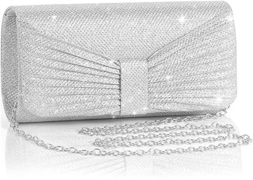 Muorruo Bolso de Noche, Clutch para Mujeres, Bolso de Boda, Bolso de Fiesta Brillante con Cadena Desmontable, Bolsos de Mano Brillantes para Bodas, cócteles, Bailes de graduación y cenas