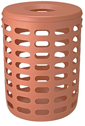 blomus Wäschesammler -KORIE- | Wäschekorb 90 L mit Deckel | Großer Wäschebehälter 40Ø x 54H cm | Farbe Amber Brown