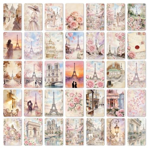 PORUPAEL Set di 36 cartoline vintage a tema Parigi in acquerello, carte decorative 6 x 9 cm, mini poster estetici, decorazione da parete (C)