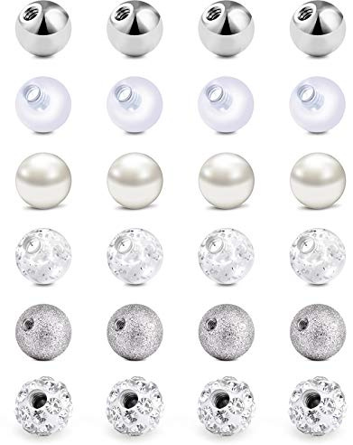 AceFun 16G Palla di Ricambio 3mm acciaio chirurgico e acilico per piercing al labbro Anelli setto Piercing all'ombelico
