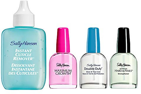 Sally Hansen Instant Cuticle Remover Easy to Use Gel - 29.5 ml with Hard As Nails with Nylon Nail Treatment Formula, with Double Duty Strengthening Base and Top Coat