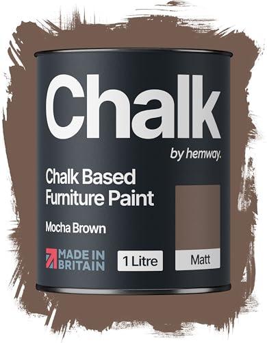 Hemway Chalk Based Furniture Paint, Mocha Brown 1L, Matt Finish Shabby Chic, Chalk Paint Furniture & Walls, Quick Dry & 1 Coat