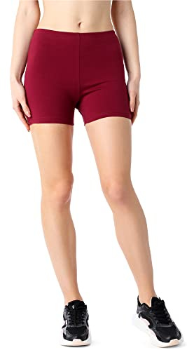 Bellivalini Damen Kurze Leggings aus Bio-Baumwolle BLV50-186 (Weinrot, L)