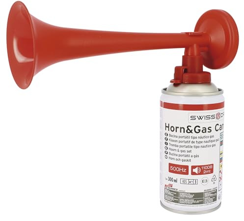 S SUMEX Bocina Portátil Tipo Náutico Gas 500Hz 110DB Muy Potente para Barco Seguridad Eventos Deportivos Celebraciones Incluye Botella de Gas