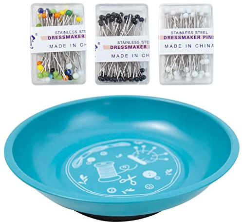 Rooeling Magnetic Pin Bowl - Magnetic Sewing Pincushion with Head Pins | and Sturdy Sewing Machine Magnet Storage Tools for Keeping Your Desktop Tidy