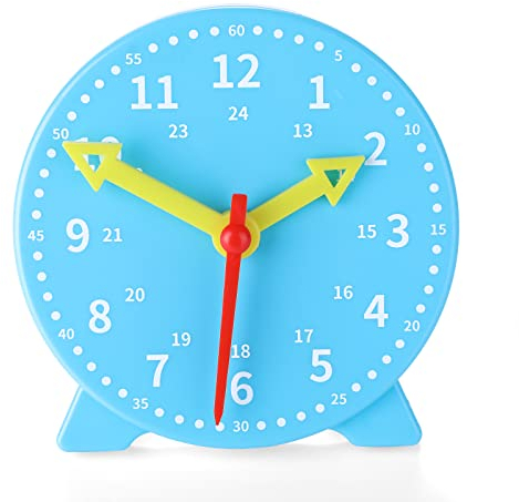 camelize Uhr Lernen,Kinder Lernspiel Uhr,Zeitunterrichts- und Demonstrationsuhrmodell, Lernressourcen für Kinder in der frühen Bildung, 4 Zoll 12/24 Stunden ab 4 Jahren(Lt Blau)