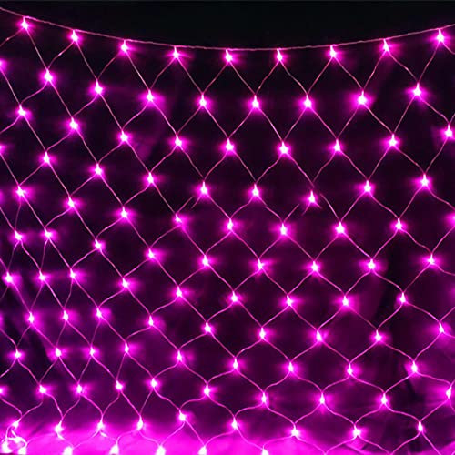 WxiaoD LEDs Filet Lumineuse Nettes Extérieure, Guirlande Etanche, 8 Modes Lumières Corde Fée Maille d'Éclairage pour Jardin Patio Clôture (3x2M 200LED, Rose)