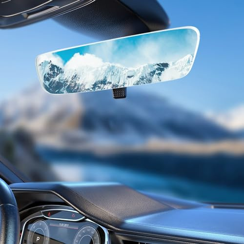 OEM Frameless Rear view mirror, Universal Day/Night Mirror Fit Toyota Camry Rav4 Corolla, Nissan Rogue Altima, Chevy Silverado GMC Sierra, Kia Hyundai, RAM, Ford F150, Honda Pilot CRV | Mounting Base