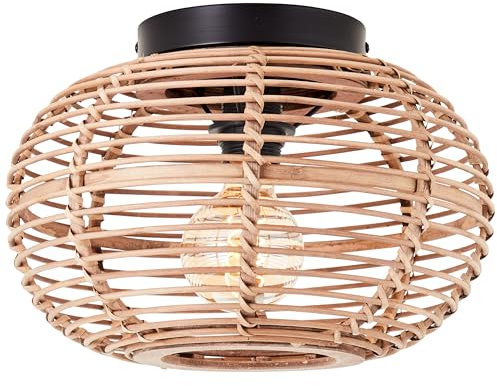 Brilliant Lampe Woodball Deckenleuchte 1flg schwarz matt/bambus Glas/Metall braun 1x A60, E27, 40 W