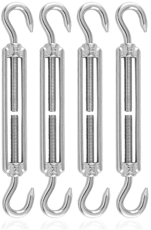 Lohill Spannschlösser Seilspanner, 4 Stück Spannhaken Edelstahl, M5 Spannschloss Seilspanner, Spannschloss Draht Spanner, Spannschloss Haken CC für Sonnensegel, Seil, Oder Wäscheleine zu Spannen