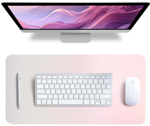 dusaniyali Schreibtischunterlage Leder, Schreibtischunterlage Mädchen Mauspad Büropad Rosa Groß 80X40cm Schreibtischunterlage Abwischbar PU-Leder Rutschfest für Büro Home-Office(Rosa)