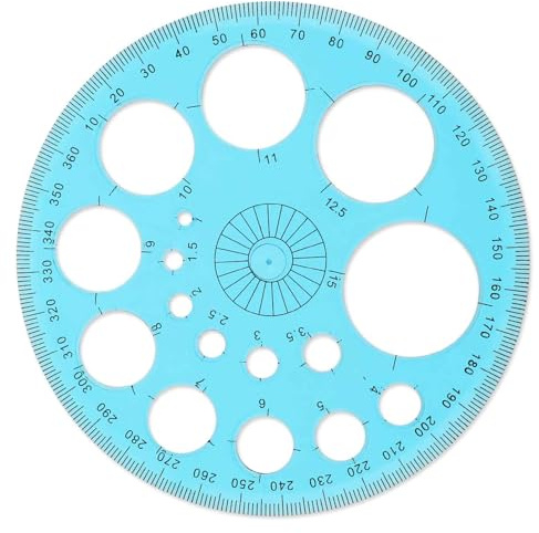Cirkelmall för ritning blå, mätmallar cirkulär mall teknisk ritning, rund linjal för rithjälpmedel, ritmall, cirkelstencil för lärande, design, kontor