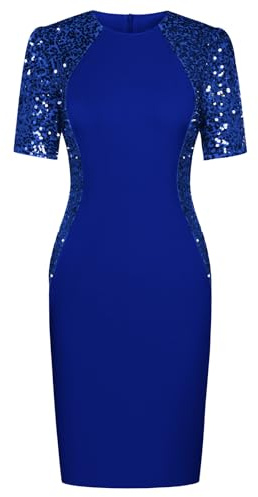 Abito da Donna Abiti da cocktail con paillettes Abiti da festa corti vintage Blu royal S