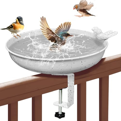 Vogeltränke Hängend Frostsicher für Balkongeländer, Vogelbad für Balkon und Garten, Wildvogeltränke Winterfest Außen, Vogelbad für Wildvögel, Vogelfutterspender Wildvogel Badewanne Wasserschale Metall