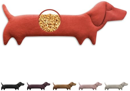 LESCHI Wheat Bag - Microwaveable Grain Pillow - Helps Relieve Tension in Neck, Shoulders and Back - Made from Natural Organic Cotton & Organic Wheat - Dog Winston, Red, 52x20 cm