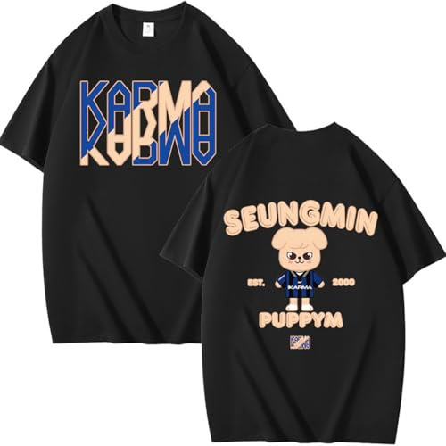 StrayKids T-Shirt StrayKidz Coton Chemisier Unisexe Skzoo SKZ Karma Tshirt Bang Chan Chanbin Lee Know Hyunjin Han Felix Seungmin I.N Fans Top à Manches Courtes Looser à col Rond