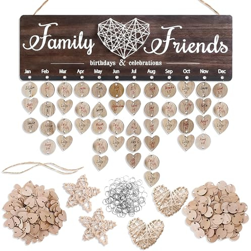 1 Set Calendario De Cumpleaños De Madera, Calendario De Madera Para Personalizar Con 100 Etiquetas Y 4 Colgantes, Calendario Recordatorio Para Hogar Y Oficina