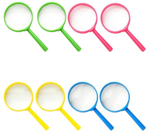 Kids Magnifying Glass, 8 Pack Small Handheld Magnifying Glasses for Children, 60mm Colorful Magnifiers for Reading, Science Exploration, Outdoor Activities, 26 x 19 x 2cm