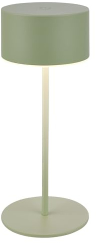 BRILONER - Lampada da tavolo senza fili con bordo luminoso, touch dimmer continuo, ip44, cavo usb-c, batteria sostituibile, lampada da scrivania senza fili, comodino, 8 x 19 cm, verde salvia