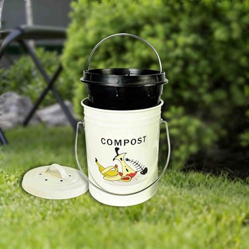Contenitore per compost da cucina, secchio per compostaggio di rifiuti alimentari da 4,9 l, secchio per composter con secchio interno rimovibile, composter da cucina per scarti alimentari